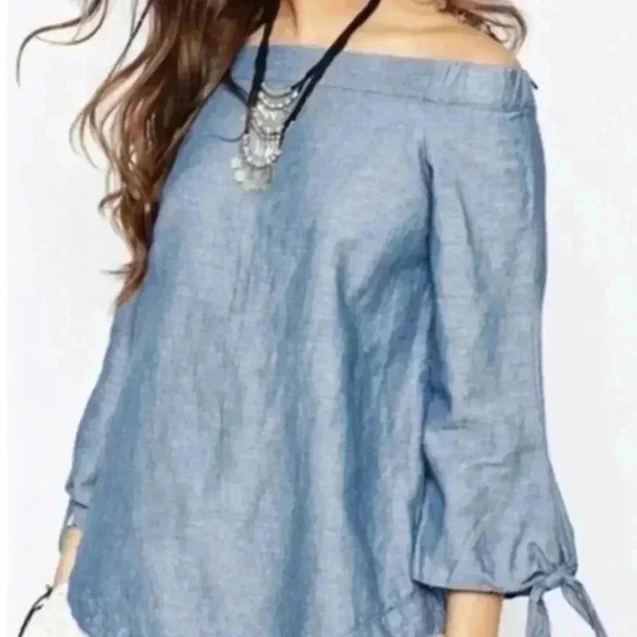 Free People off the shoulder Top Size Medium EUC - Picture 11 of 11